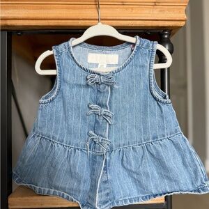 Toddler Girl Denim Sleeveless Top with Bow Accents